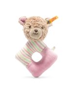 GOTS Rosy Teddybär Greifring mit Rassel